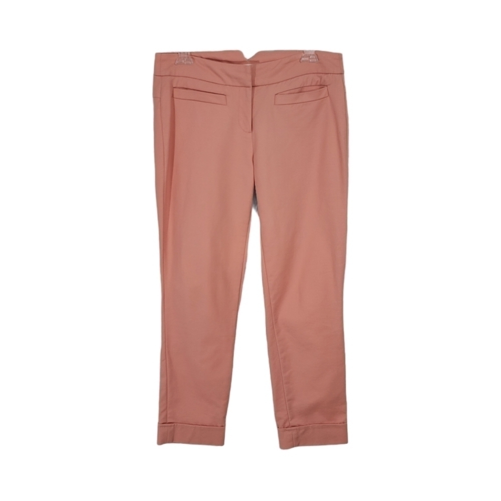 Kenar Salmon Pink Crop Cuffed Capri Pants